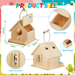 Liliful wooden birdhouse kit with paints and brushes for creative decorating