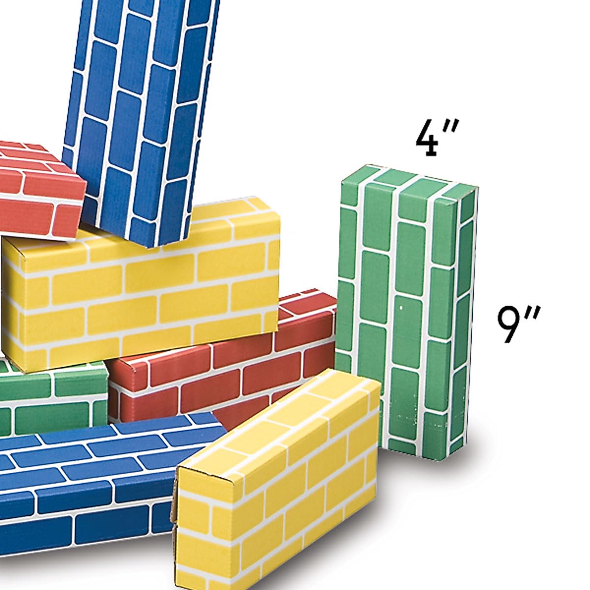 Lillian Vernon colorful blocks closeup, durable corrugated cardboard for sturdy play
