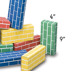 Lillian Vernon colorful blocks closeup, durable corrugated cardboard for sturdy play