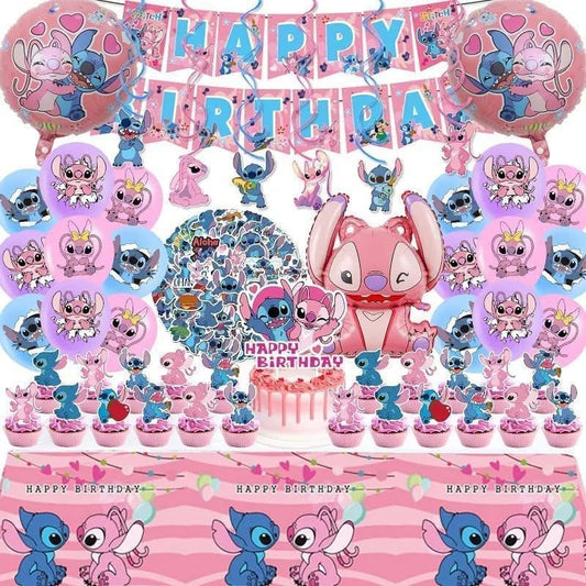 Lilo and Stitch banner for a pink birthday party backdrop