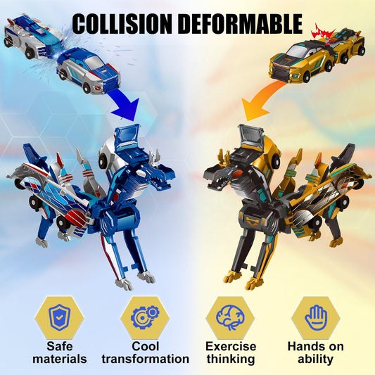 liluwushe magnetic cars crash and transform showcasing the dragon mode
