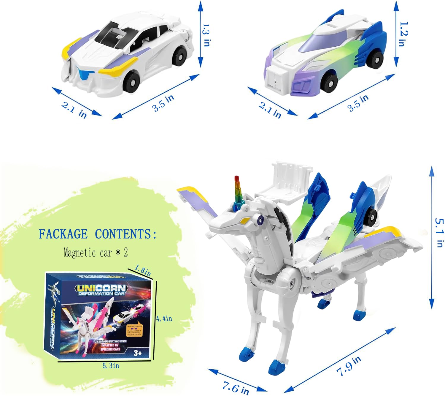 Liluwushe unicorn collision action showing 2-in-1 transformation during play