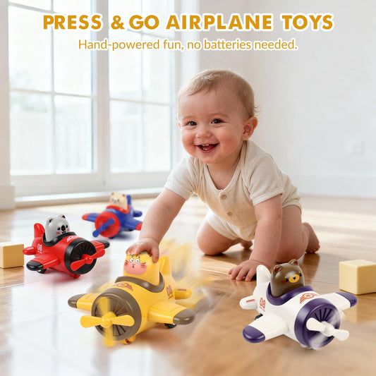 Lilycass airplane toy car rolling action on floors promotes coordination and balance