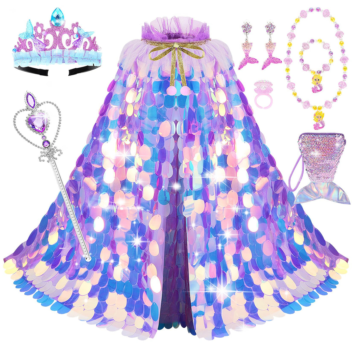 Limiroler glitter mermaid cape enhances magical dress-up play