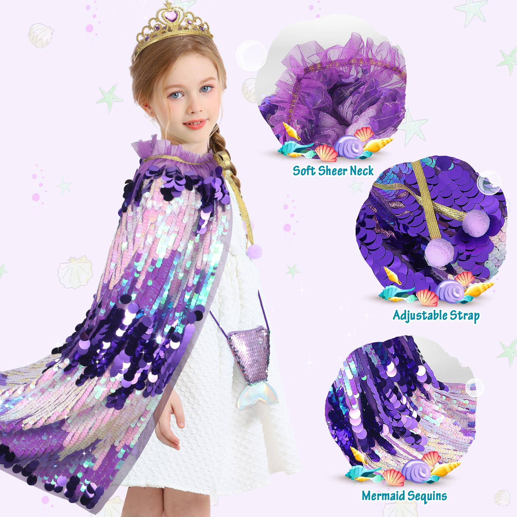 LIMIROLER Mermaid necklace enhances completed princess look and coordination