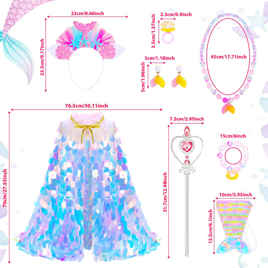 LIMIROLER Mermaid sequin cape glows with color-changing light.