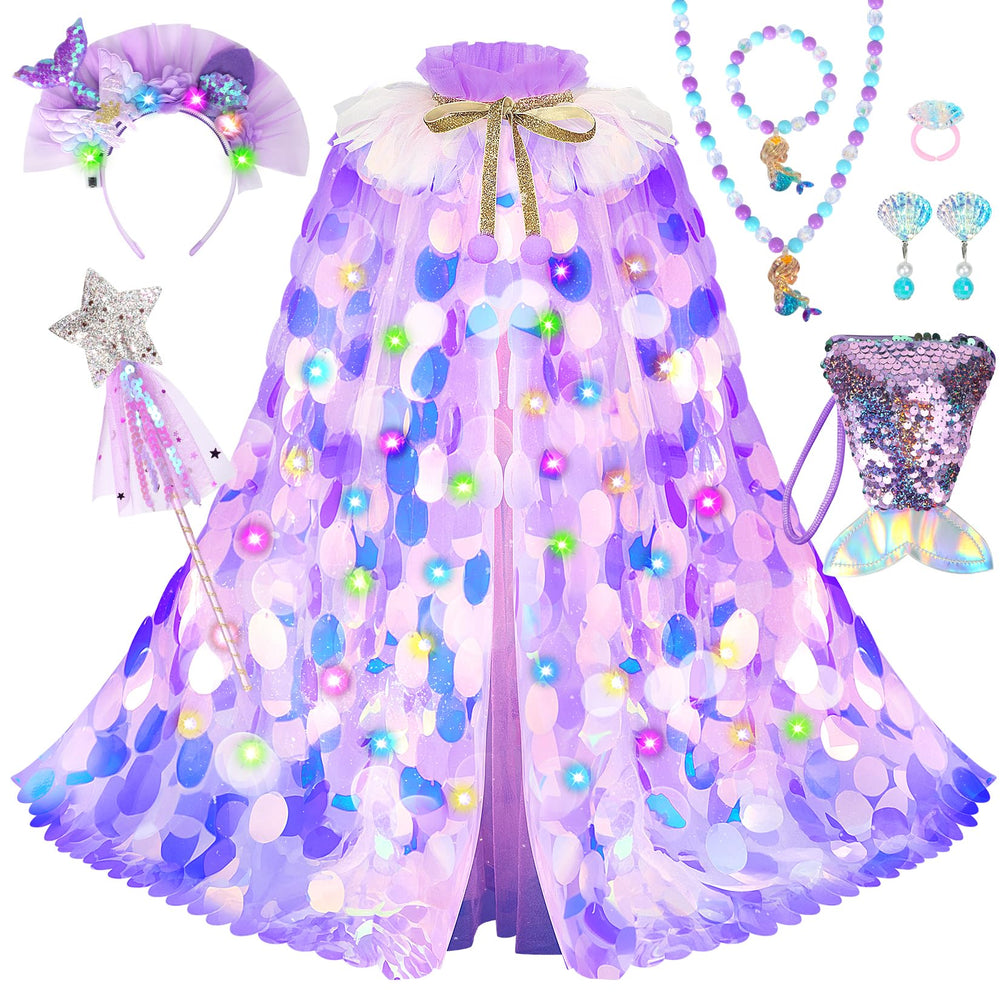 LIMIROLER princess dress-up mermaid cape kit sparks imaginative play with rainbow shimmer.