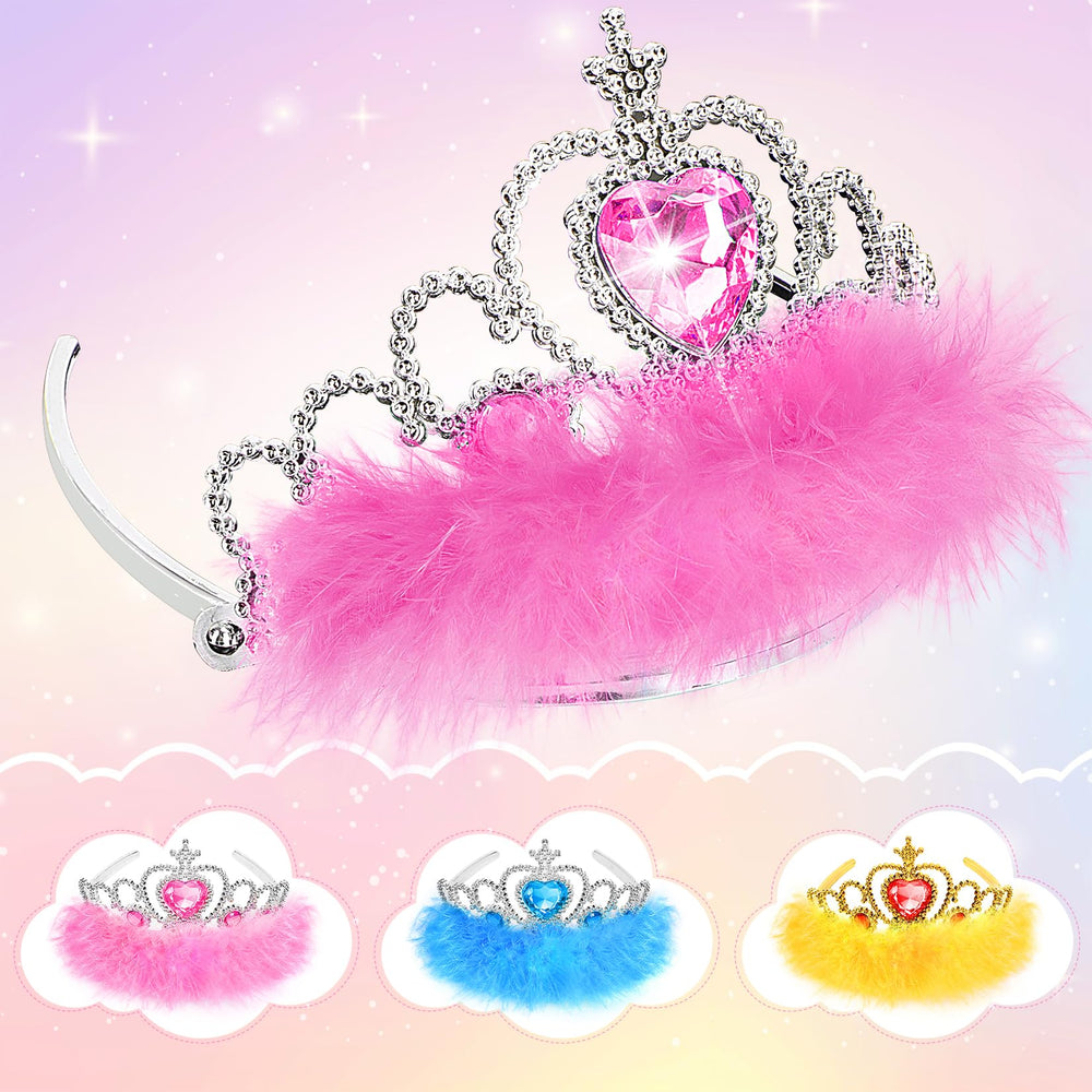 LIMIROLER princess crowns with bright feathers for playful storytelling