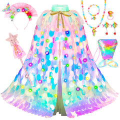 LIMIROLER Princess dress-up cape with rainbow sequins sparks imaginative pretend play.