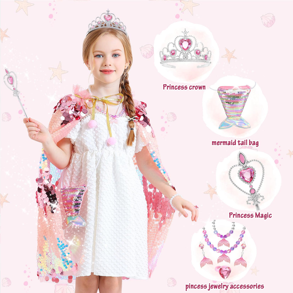 LIMIROLER princess mermaid cape necklace adds a shiny finishing touch to outfits