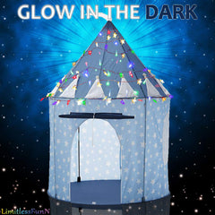 Easy pop-up assembly of the LimitlessFunN castle tent for quick setups