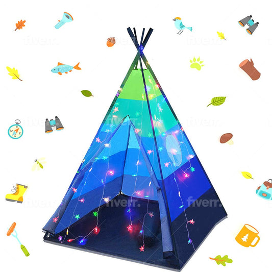 LimitlessFunN teepee play tent front view ideal for imaginative play indoors and outdoors.