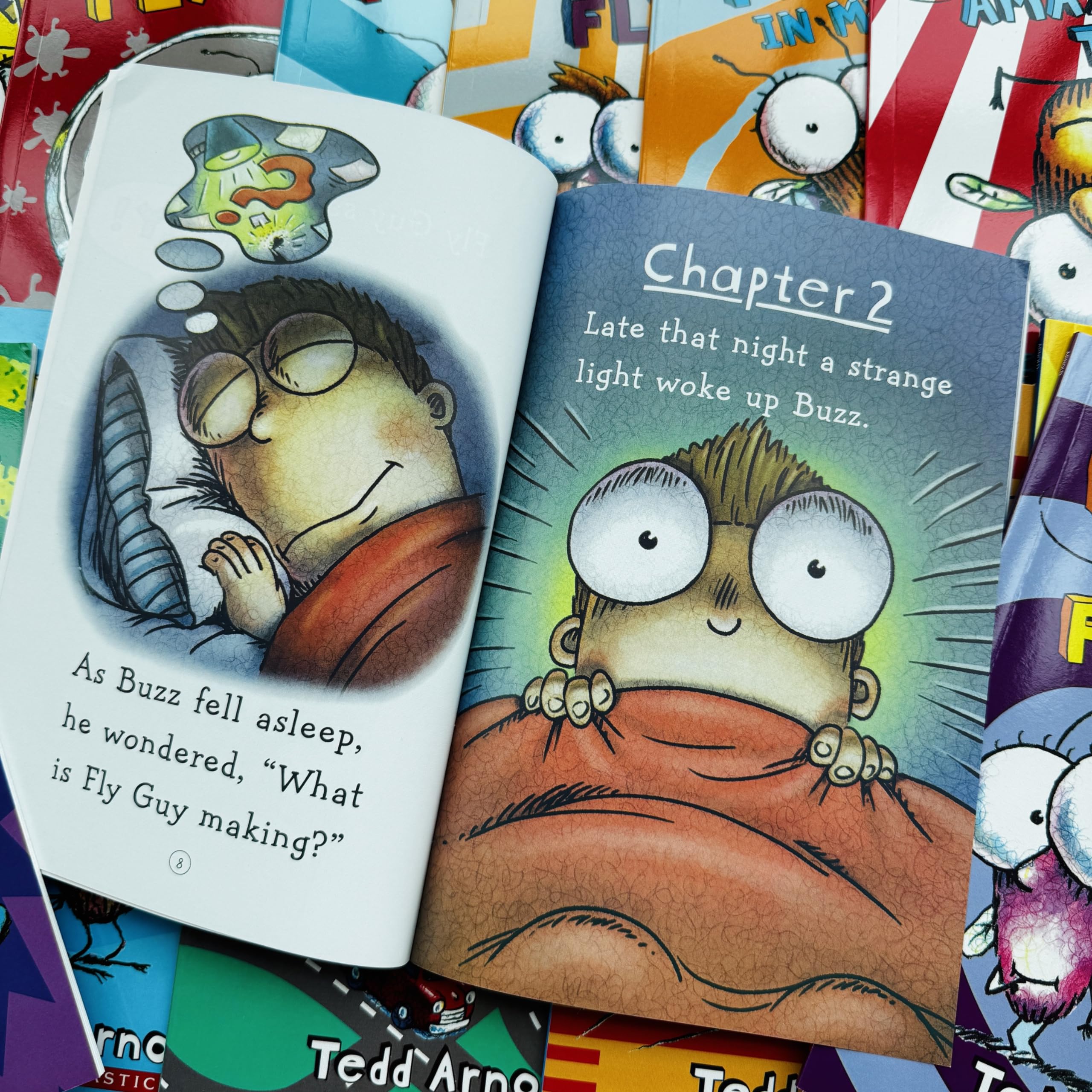Limonuos Fly Guy 21-book inside view showcases varied adventures for curious readers.