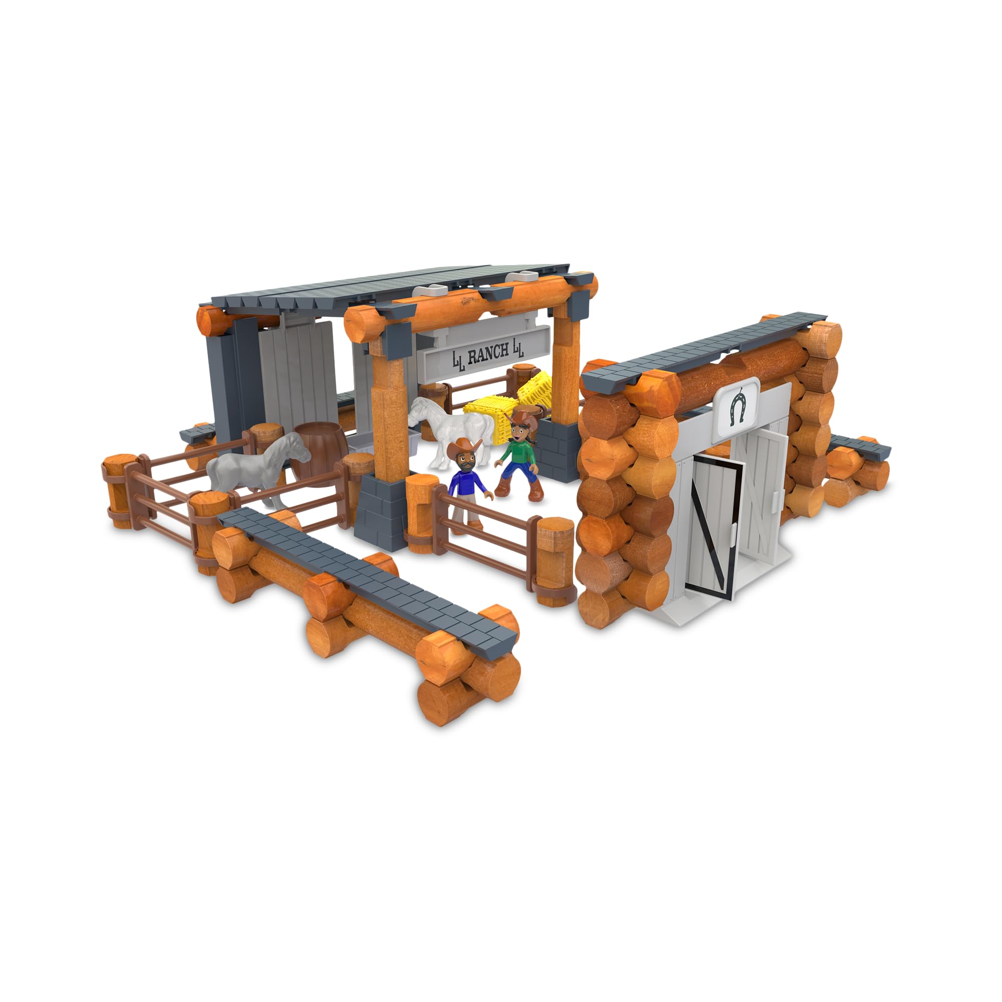 Lincoln Logs Big Sky Ranch movable barn doors enabling interactive play and layout customization.