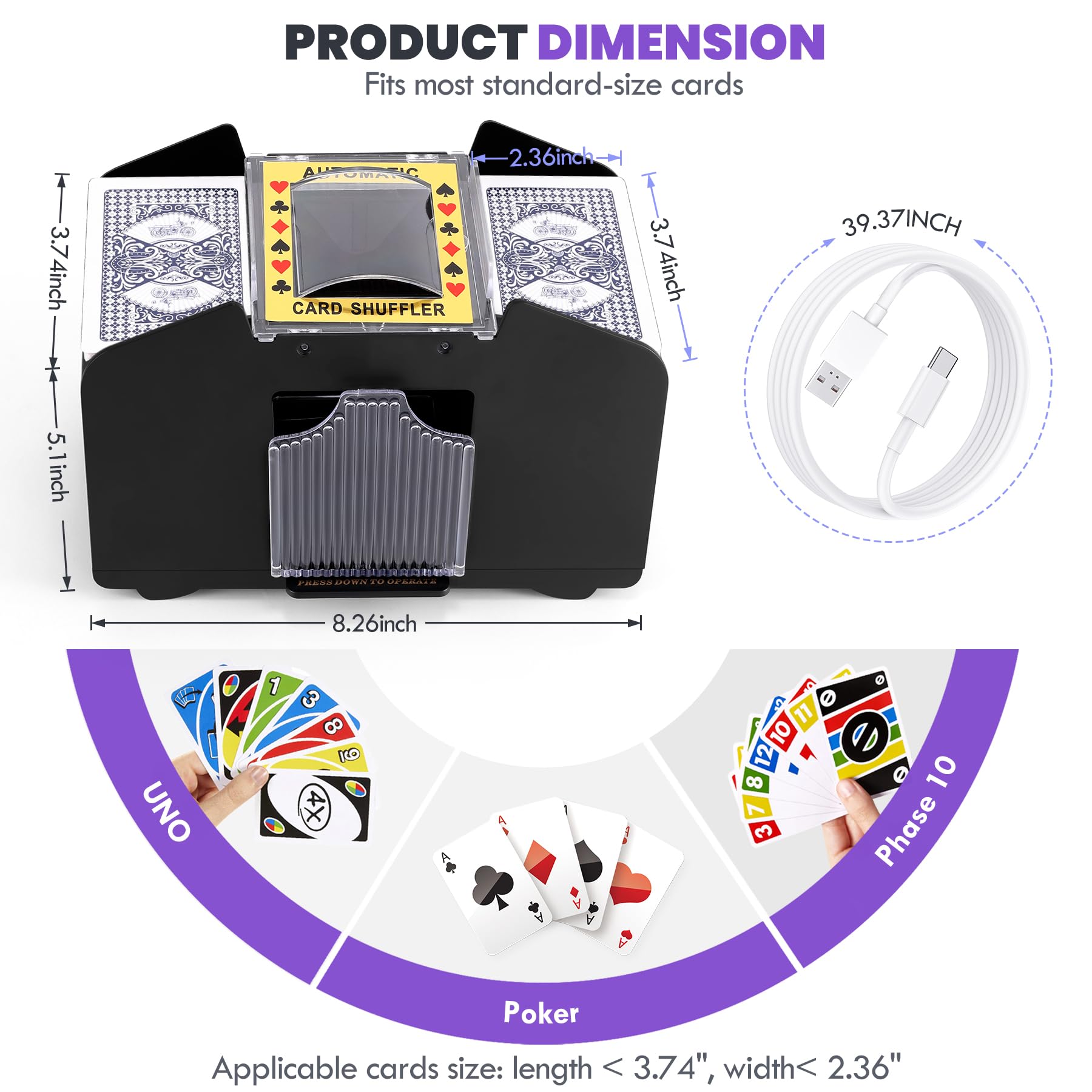 Lineba Card Shuffler side panel, sturdy build for daily use