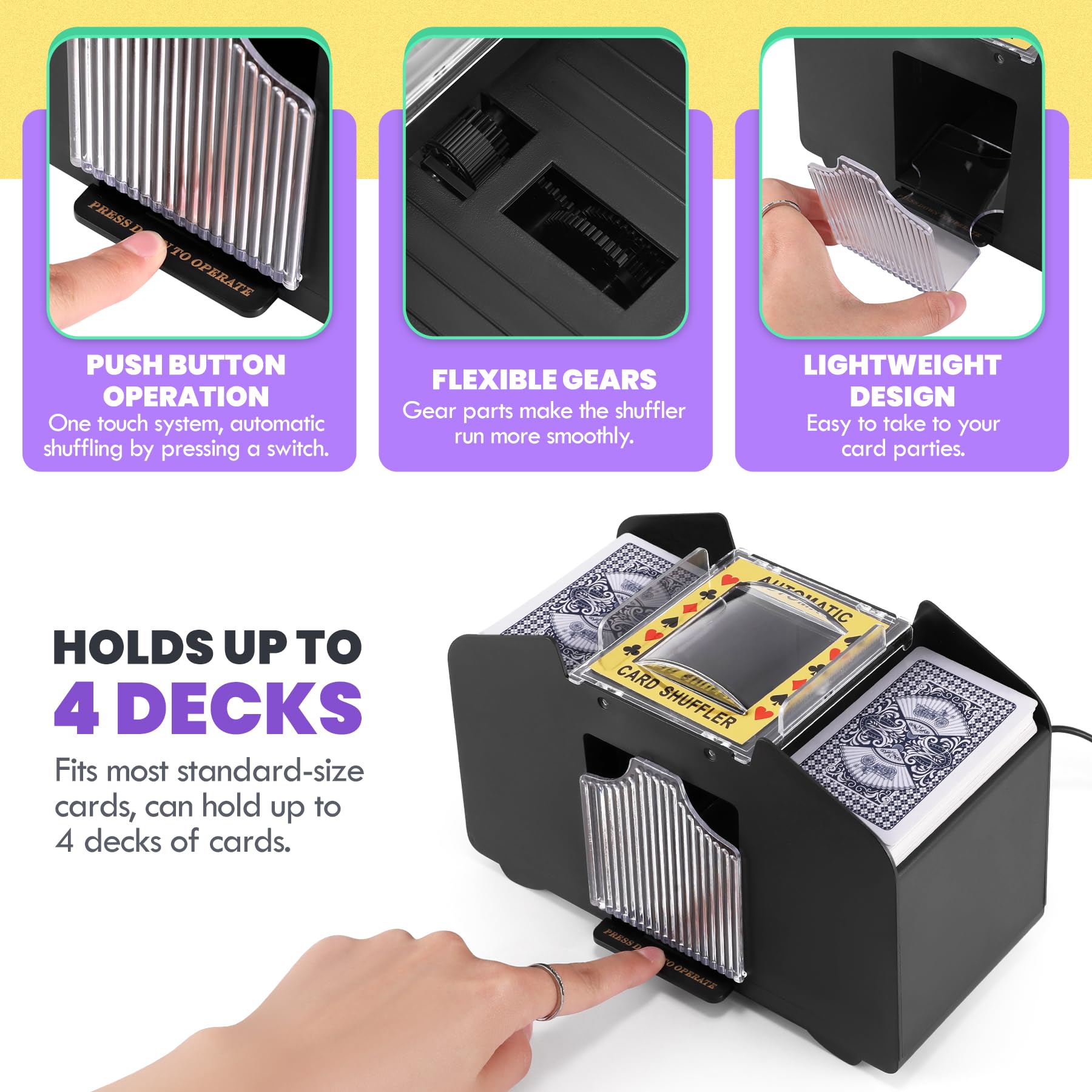 Lineba Card Shuffler battery compartment enables cordless play