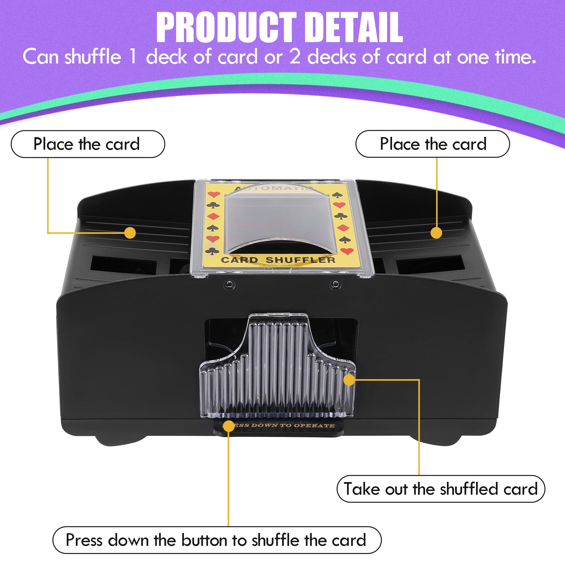 Lineba Card Shuffler tray neatly gathers shuffled cards.