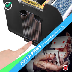Lineba shuffler shuffles standard, bridge, and UNO cards with ease.
