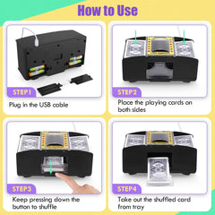Lineba Card Shuffler supports standard cards for diverse games.