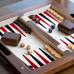 Lingle backgammon dice and cups complete the set