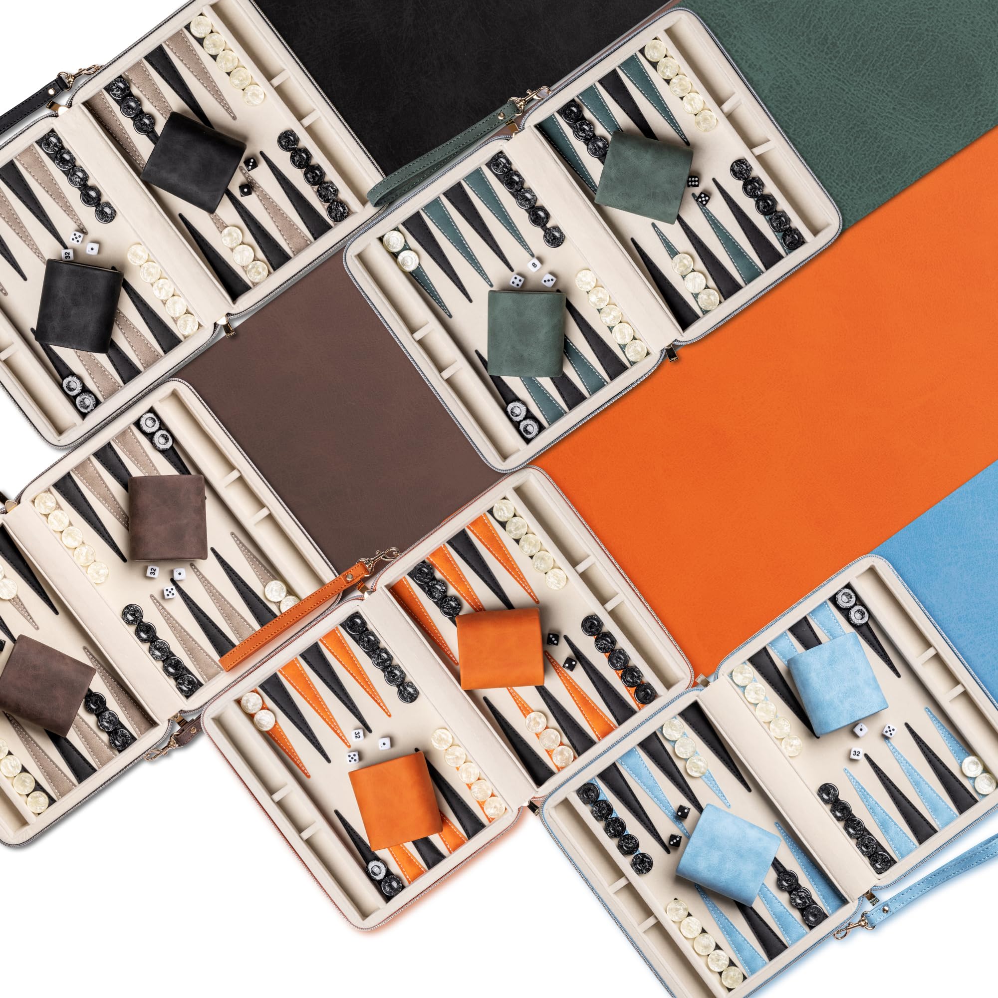 Lingle Backgammon metal zipper secures the set during travel.