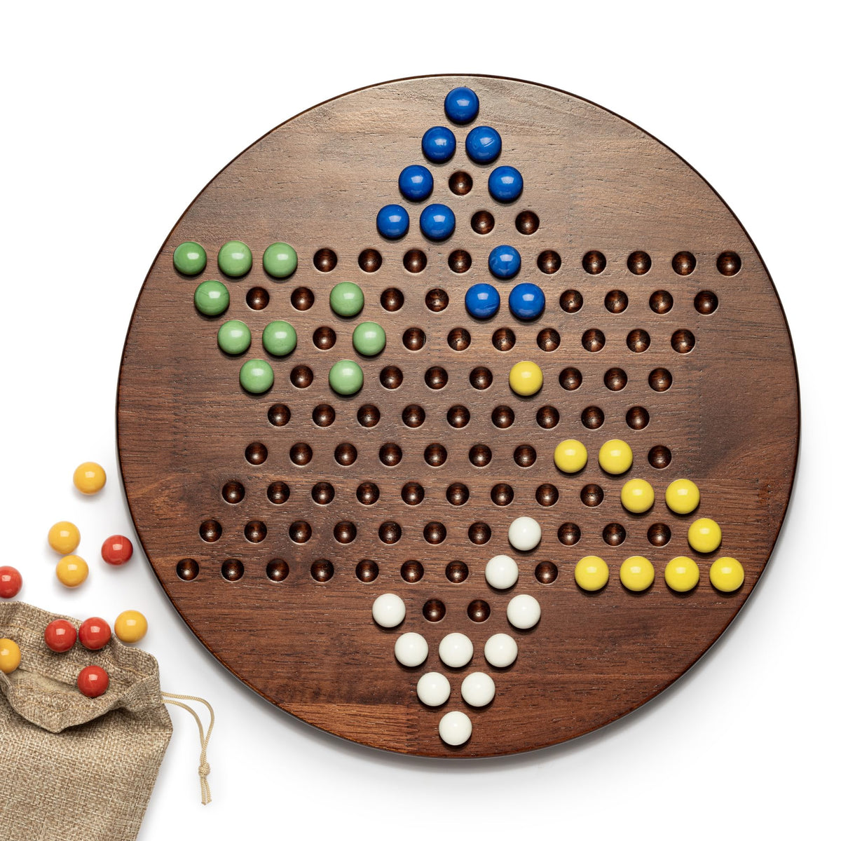 Lingle Chinese Checkers board top view with smooth wooden surface for steady play