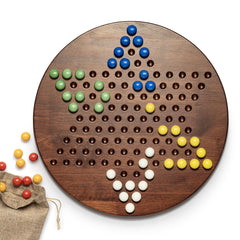 Lingle Chinese Checkers board top view with smooth wooden surface for steady play