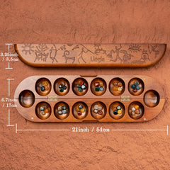 Lingle Mancala stones shown in natural multicolor tones for tactile play.