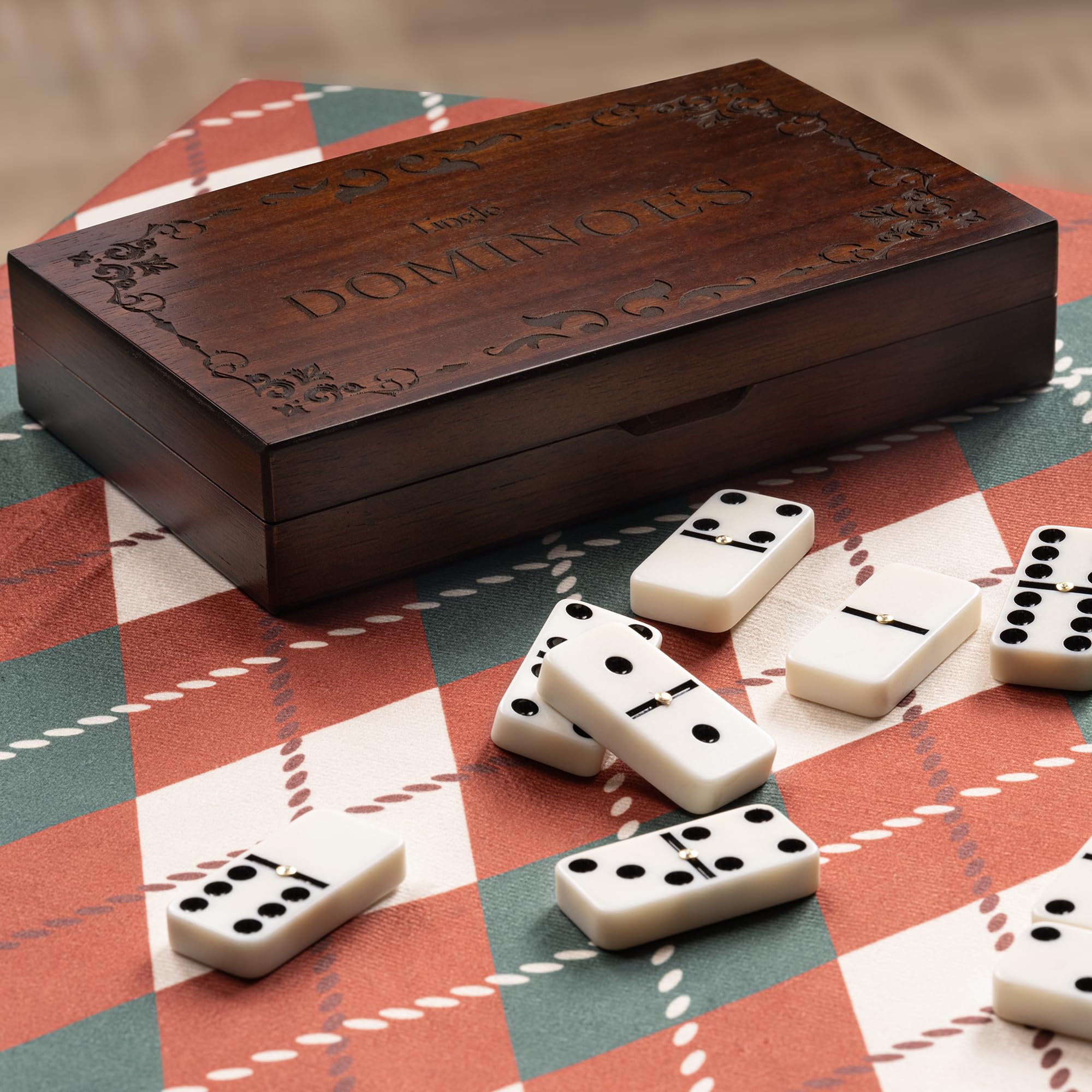 Lingle dominoes compact dimensions fit neatly on shelves and travel kits.