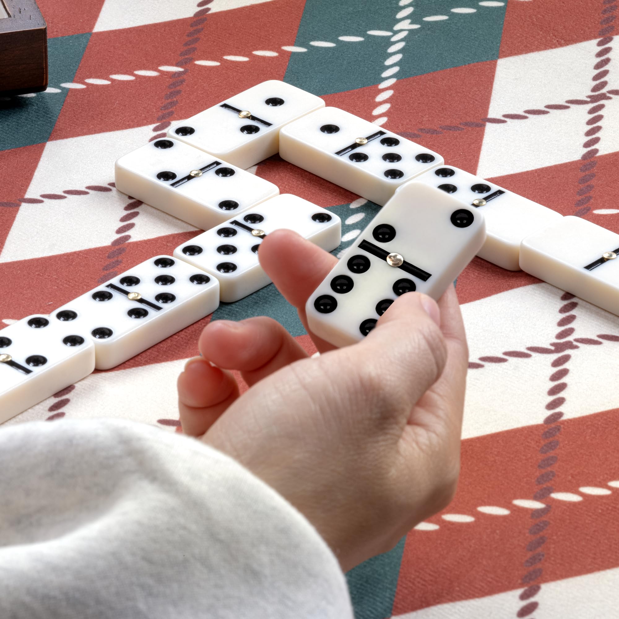 Lingle dominoes premium melamine tiles enhance durability and feel.