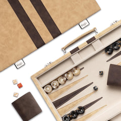 Lingle folding leather backgammon case for travel and protection
