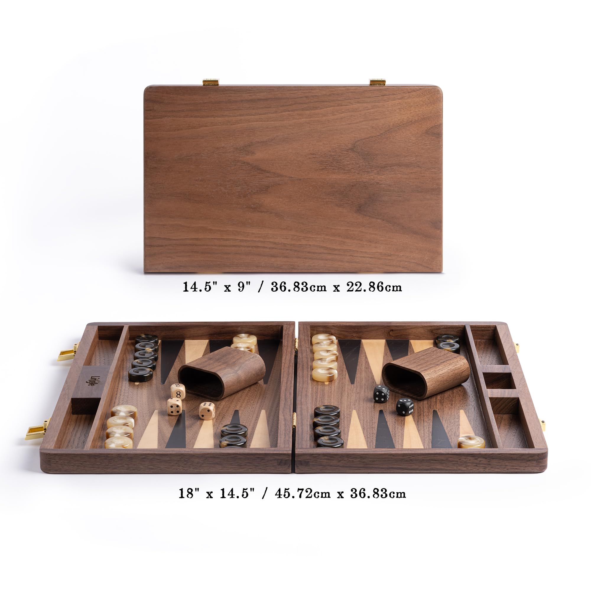 Lingle gold latch design adds secure storage and elegant detail.