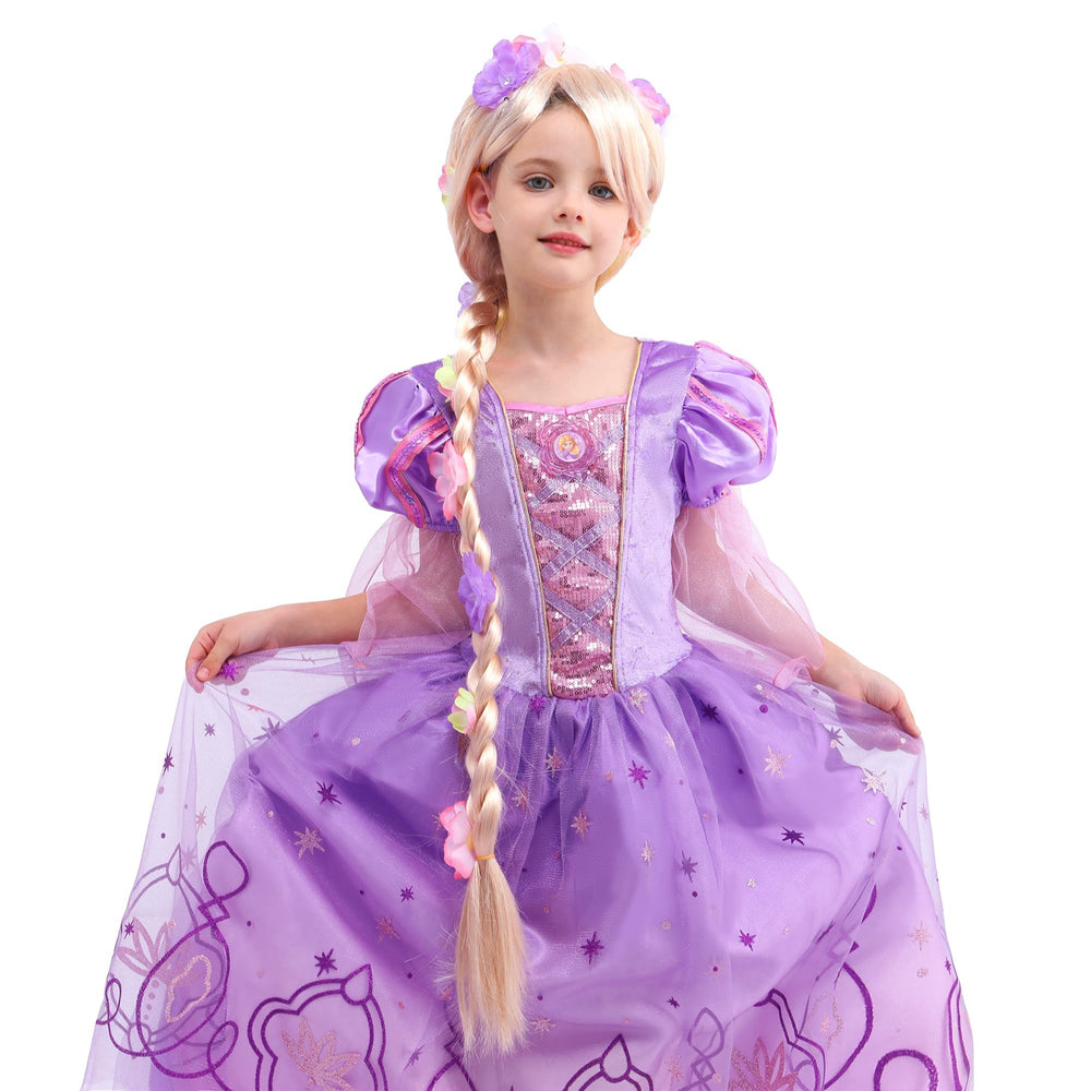 Lingway Toys Rapunzel dress with deluxe wig on model for imaginative play