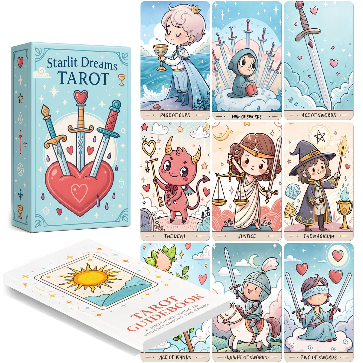 LINGYILY Starlit Dreams deck with pastel artwork for calming readings.