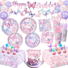 LINHAXM butterfly birthday plates (9-inch) add vibrant centerpiece for celebration