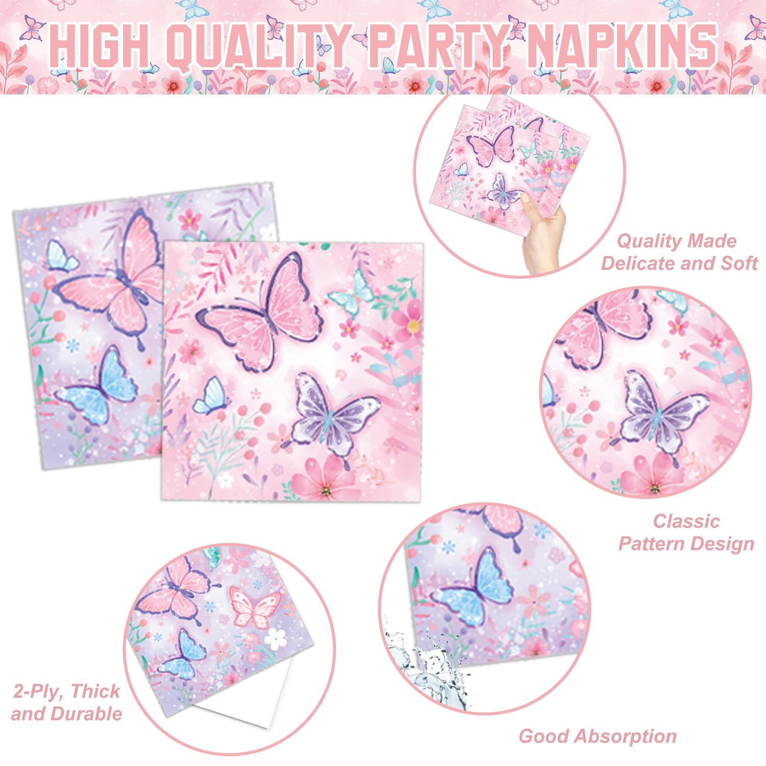 LINHAXM butterfly napkins coordinate color and prevent mess at the party