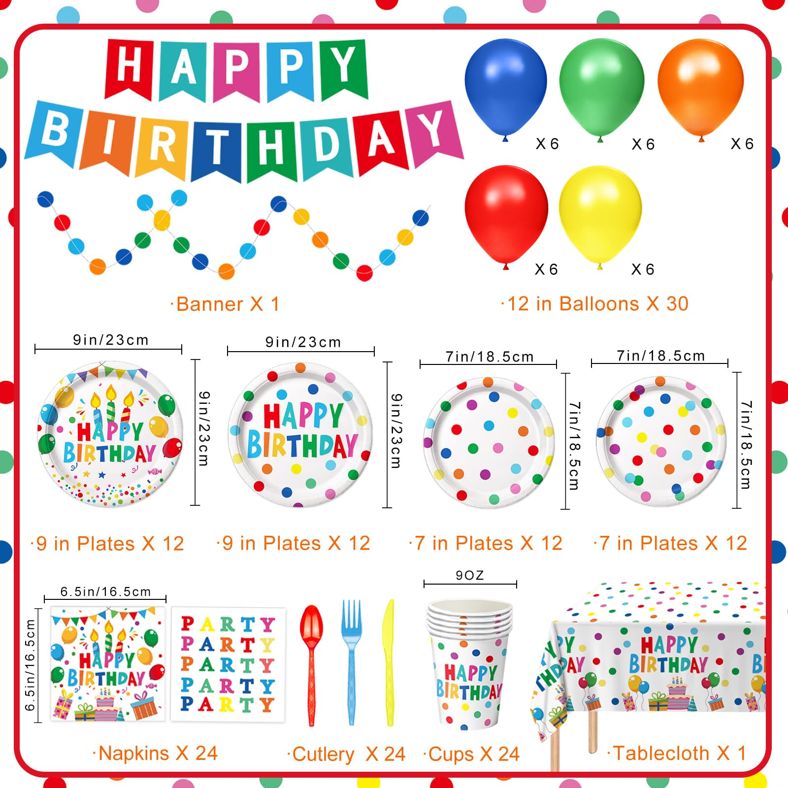 LINHAXM colorful dots plates 9-inch for easy serving and vivid presentation
