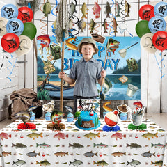 LINHAXM cupcake toppers coordinate treats with the fishing theme.