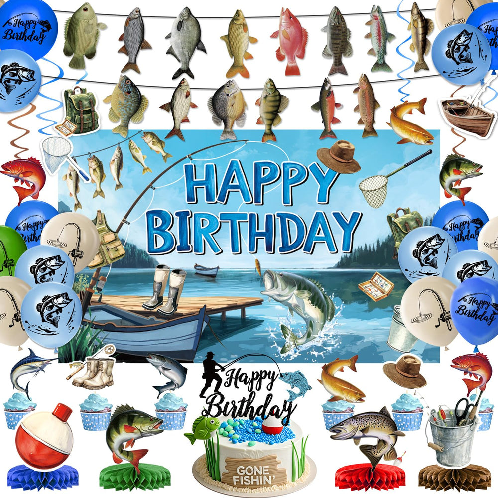 LINHAXM fishing birthday backdrop offers a vivid scene for photos and memorable celebrations.