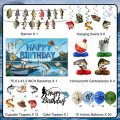 LINHAXM fishing birthday banner creates a colorful centerpiece for party photos and entrances.
