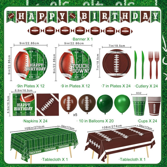 LINHAXM football birthday plates with green field design for authentic visuals