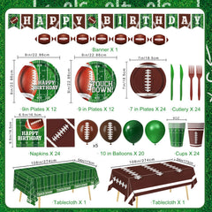 LINHAXM football birthday plates with green field design for authentic visuals