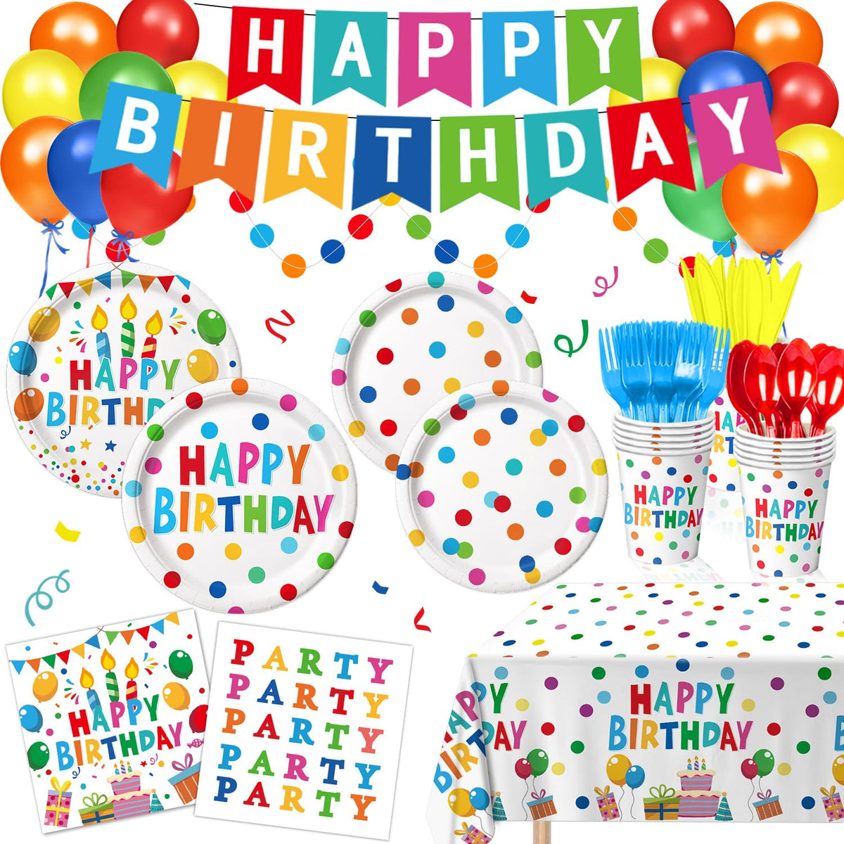 LINHAXM happy birthday banner brightens party decor with dots