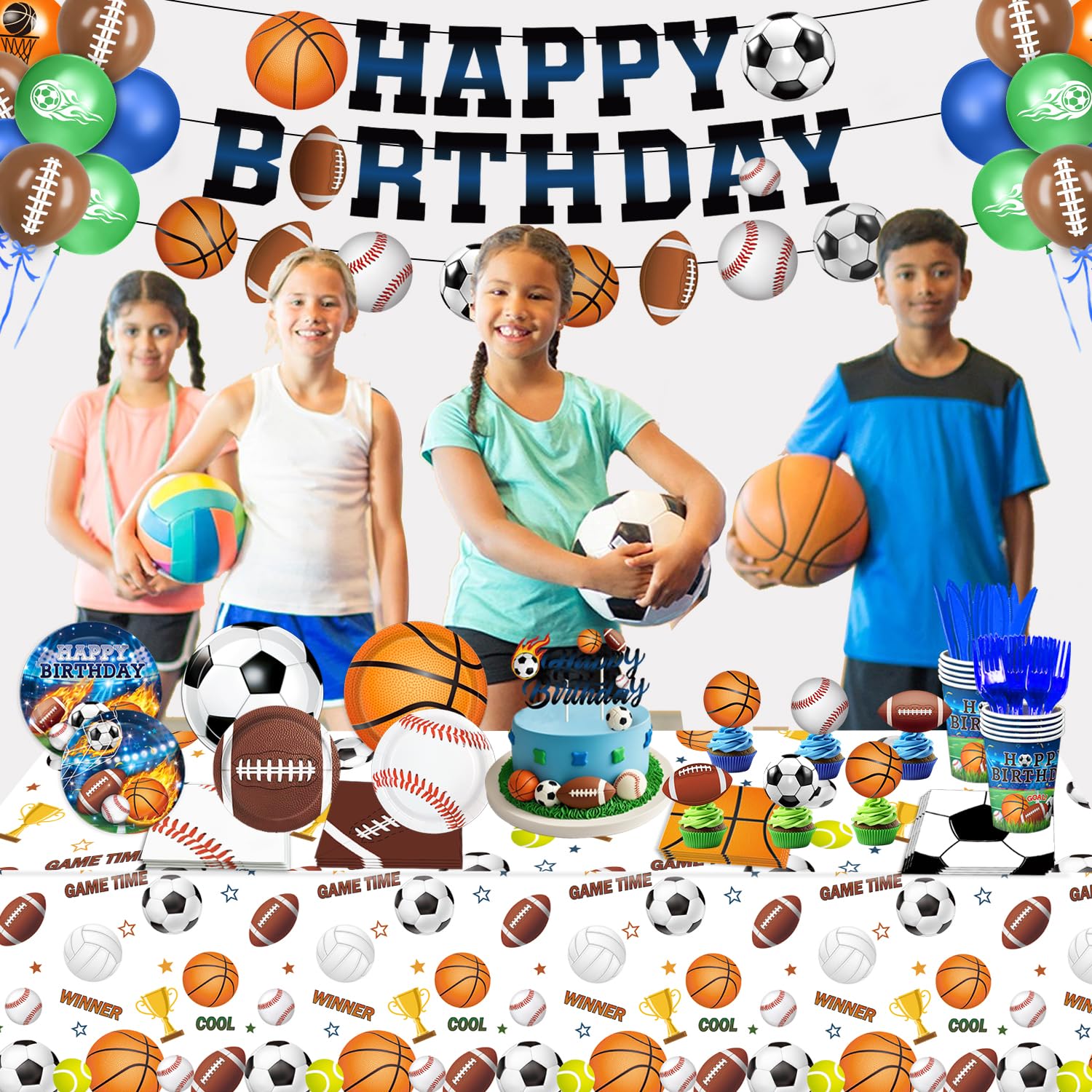 LINHAXM festive balloons with GOAL and GAME TIME accents