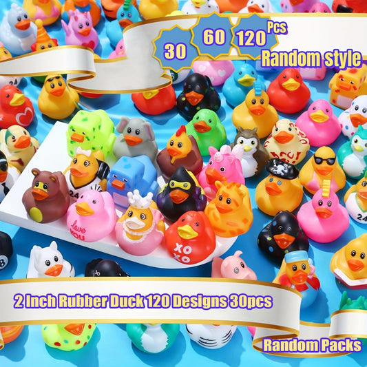 LINICE two-inch ducks show tiny, safe bath toys for toddlers during tub time.