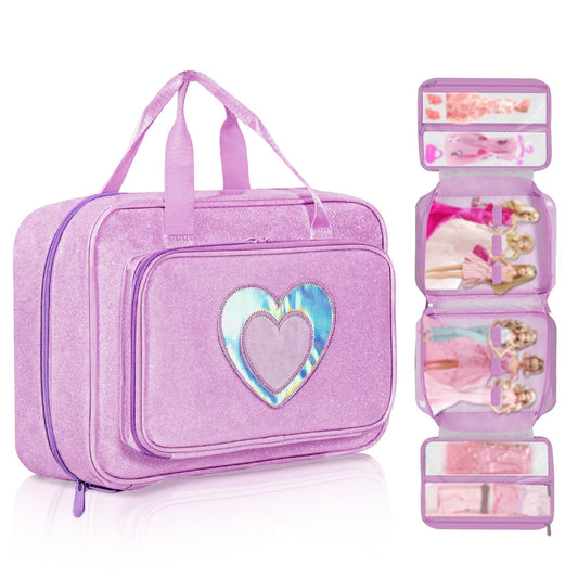 LININYHAO carrying case for Barbie dolls holds six dolls for organized playtime.
