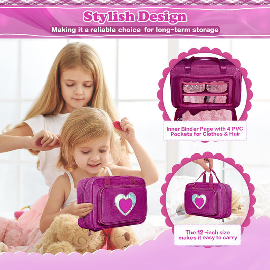 LININYHAO carrying case interior pockets neatly organize doll accessories