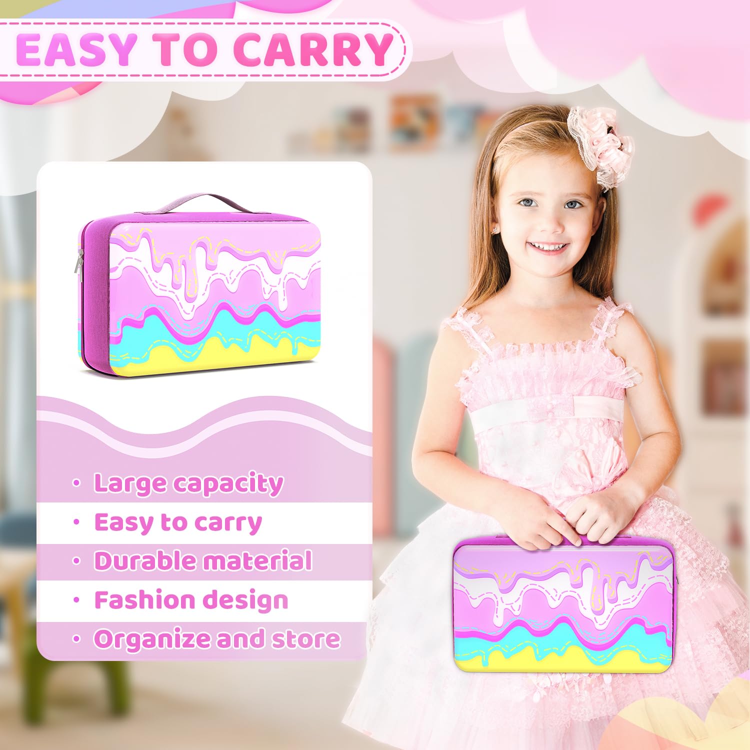 LININYHAO doll case interior shows adjustable doll slots for organized storage