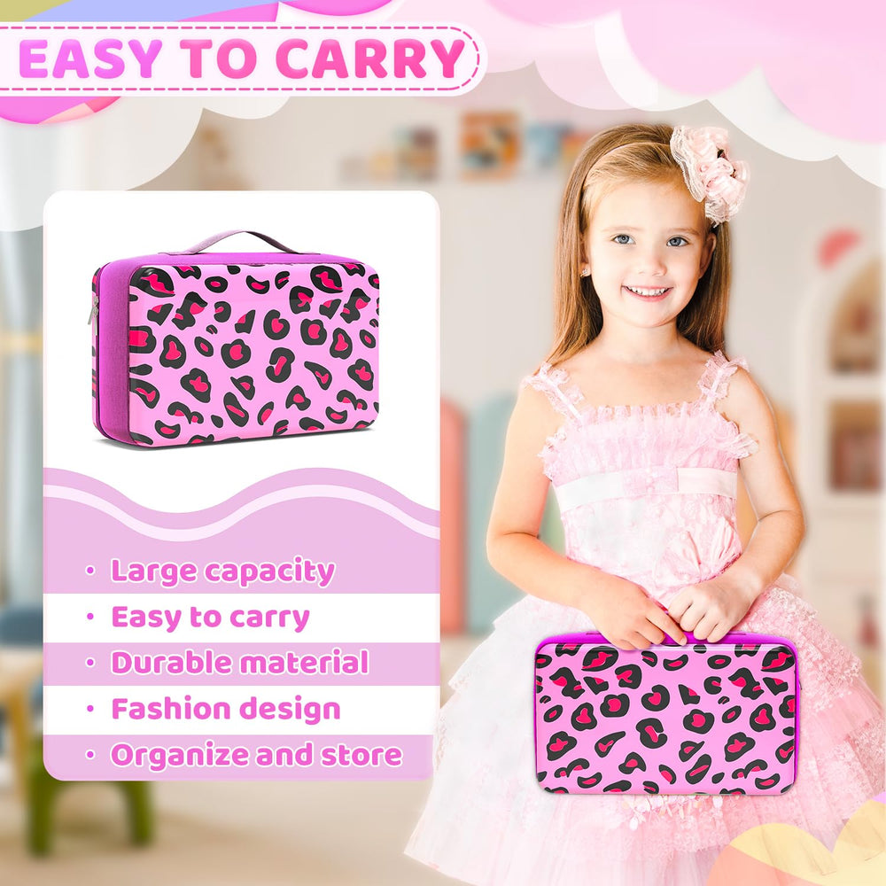 LININYHAO leopard print interior holds up to six dolls securely