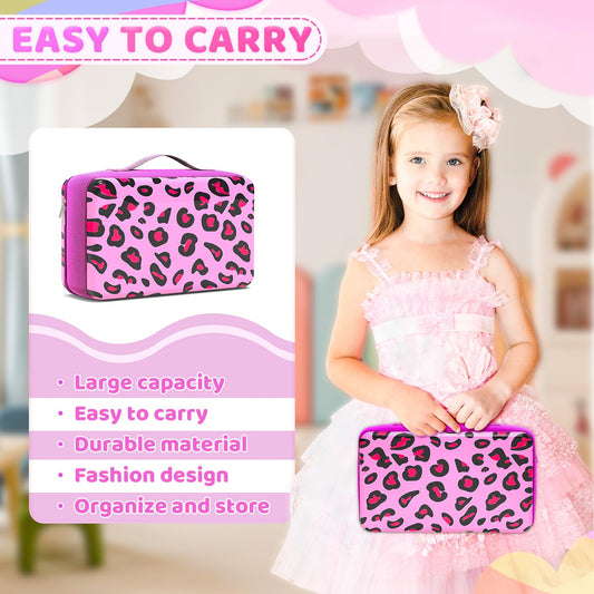 LININYHAO leopard print interior holds up to six dolls securely